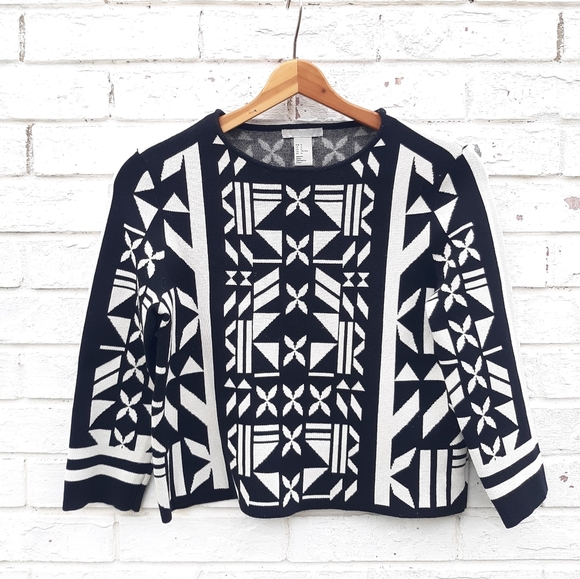 H&M Sweater Pullover Aztec Snowflake size M - Picture 2 of 6